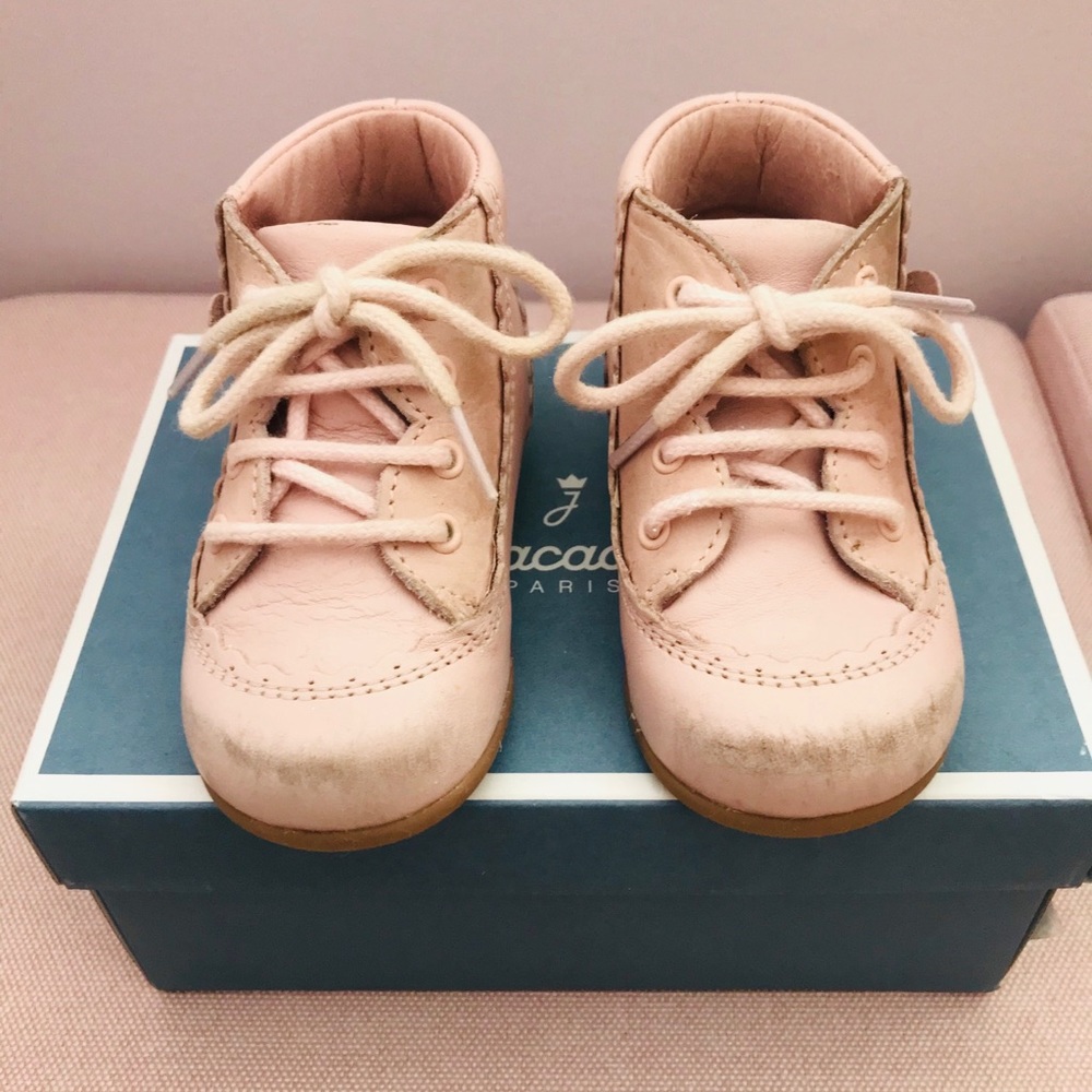 Used Jacadi pink baby walker shoes, size 20